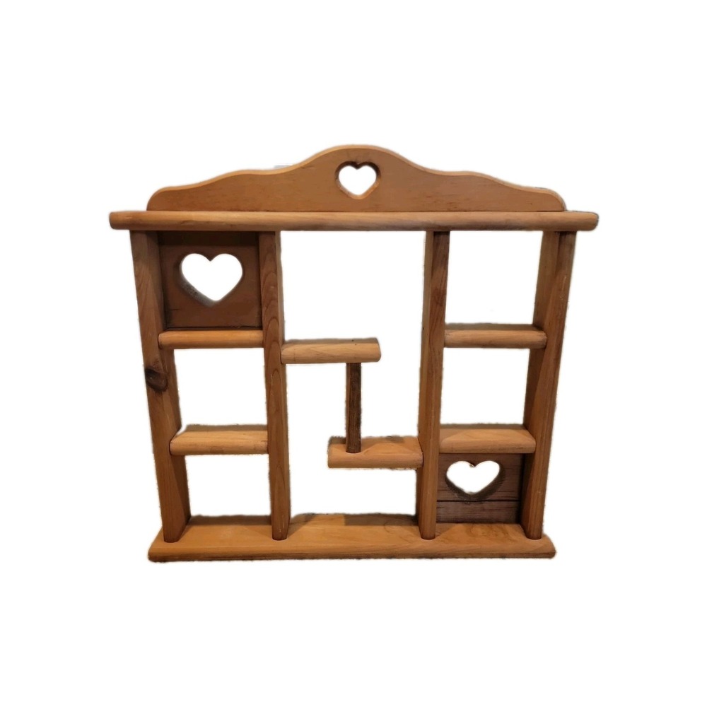 Vintage 90s Cottage Core Wooden Heart Trinket Shelf